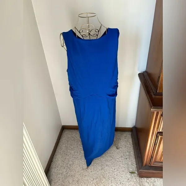 Chico's Sleeveless V Neck Midi Dress Chico's Size 4 Royal Blue - Image 9