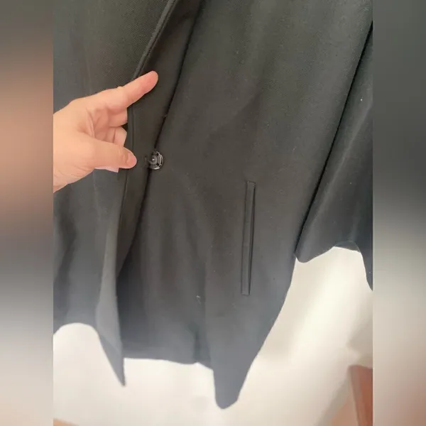 Zara Asymmetrical Cocoon Jacket Womens Medium Black 3/4 Sleeve Snap Front - Image 15