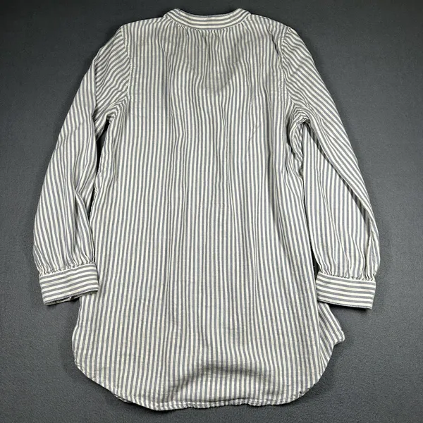 Aerie Tunic Blouse Womens Large Blue White Stripe Ruffle V Neck 3/4 Sleeve - Image 11