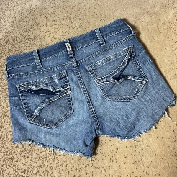 Ariat REAL Denim‎ Shorts Womens 29 Raw Hem Embroidered Western Cutoffs - Image 6