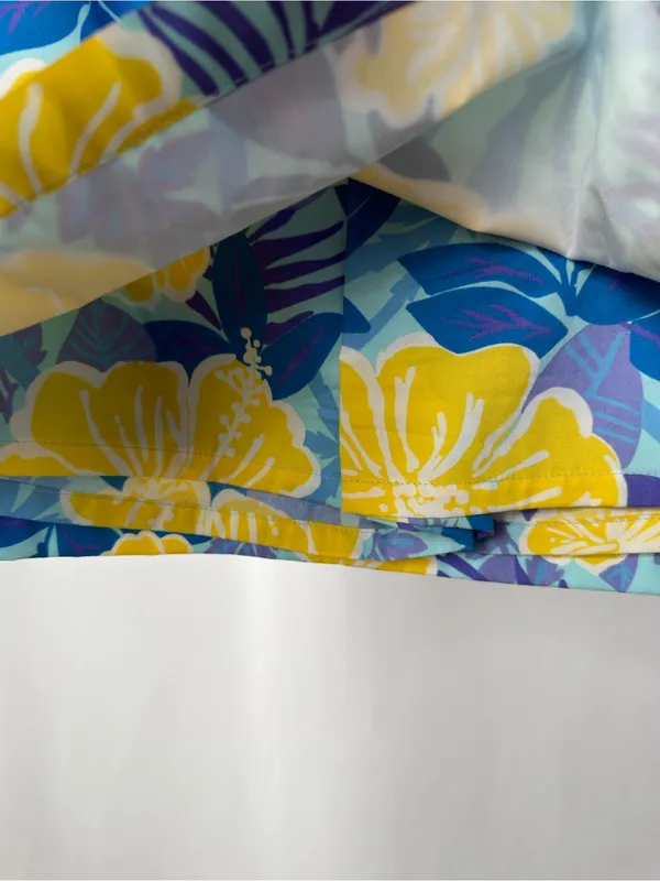Y2K Vintage Lilly Pulitzer Cotton Floral Tropical Mini Skirt Shorts Blue Yellow - Image 4