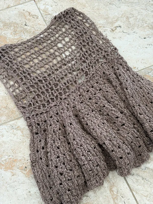 Brown Crochet Top Size M - Image 4