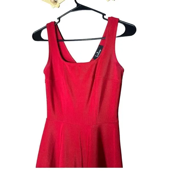 Lulus Home Before Daylight Red Square neck Sleeveless Skater Dress Size XS‎ - Image 2