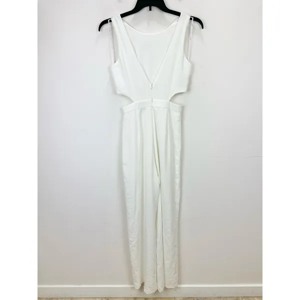 NEW Lulus Moments to Remember White Sleeveless Wide Leg Cutout Jumpsuit Small - Image 5