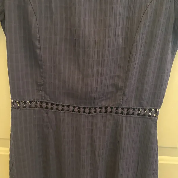 Francesca's‎ Navy Blue Mini Dress Crochet Waist Ruffle Hem Short Sleeve Small - Image 3