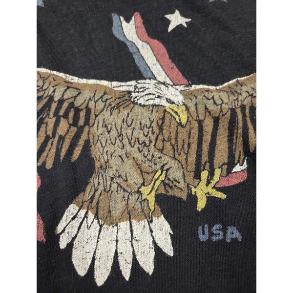 Chaser Vintage Eagle USA Patriot Short Sleeve Black Tee L125701 Size Small - Image 2