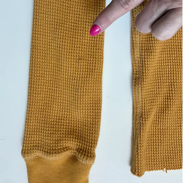 Abercrombie & Fitch XS Mustard Yellow Waffle Knit Lace‎ Up Thermal Top Henley - Image 5