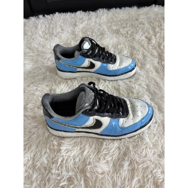 Nike Air Force 1 Low Custom Baby Blue Rhinestone Bling Sneakers‎ Size 8 - Image 3