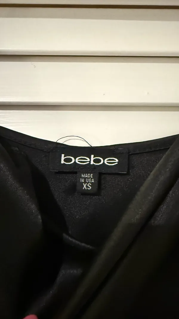Bebe Black Midi Cowl Satin Neck Dress - Image 2