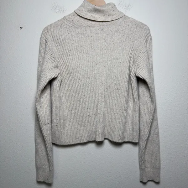 Marine Layer Womens Isla Knit Turtleneck Sweater S Cream Ribbed Donegal‎ Speckle - Image 3