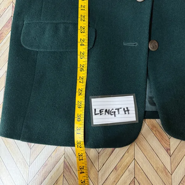 Vtg Wool Cashmere‎ Blend Blazer Dark Green Women 16 Pea Coat Single Breasted - Image 13