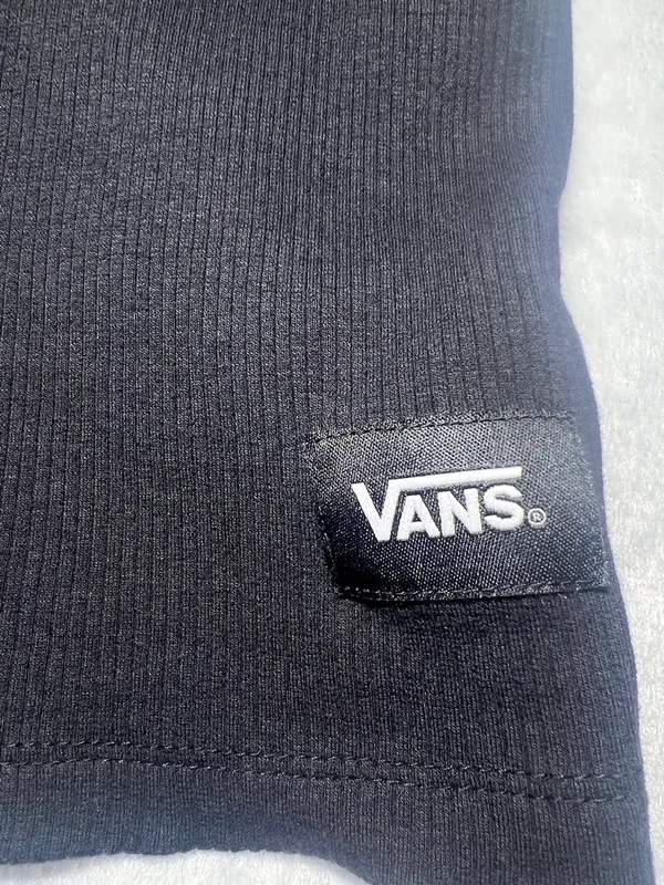 Vans Black Ribbed Crewneck Tee with Logo Patch - Image 3