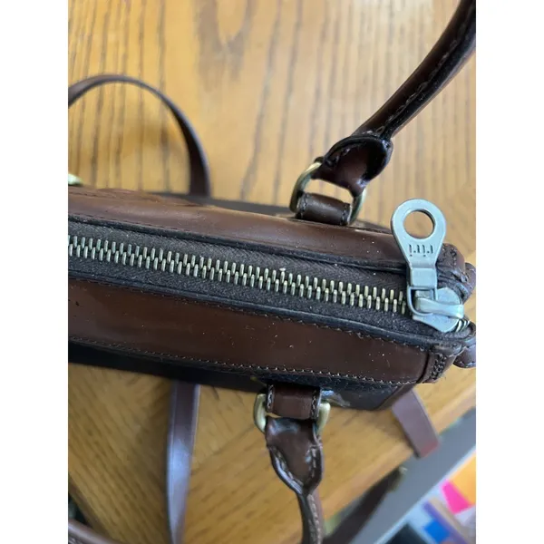 Dooney &Bourke Vintage Brown And Black All Weather Leather Sat Hel Crossbody Bag - Image 12