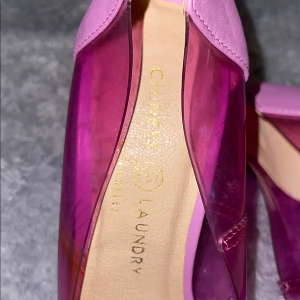 CHINESE LAUNDRY Darling Pink Purple Clear Vinyl Pointed Toe Stiletto Pumps Heels - Image 2