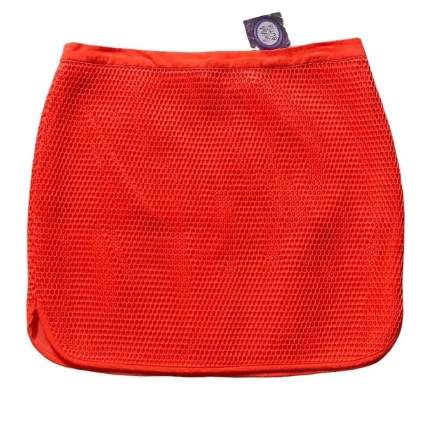 Neon Orange Net Mini Skirt‎ Honeycomb Lined Mesh Size L Rave Clubwear Festival - Image 2