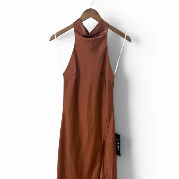 Lulus Exceptional Status Rust Halter Backless Slip Midi Dress size XS NWT - Image 7