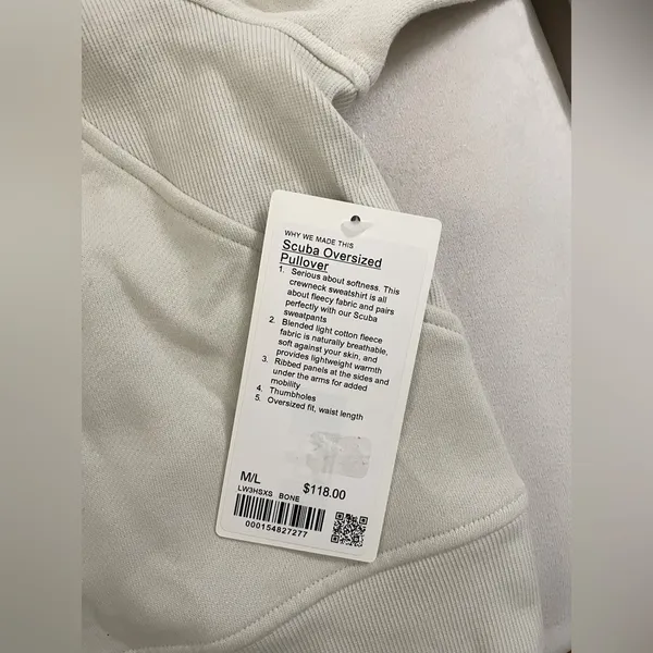Lululemon NWT Scuba Oversized Pullover Wordmark Crewneck Bone Color Size M L - Image 10