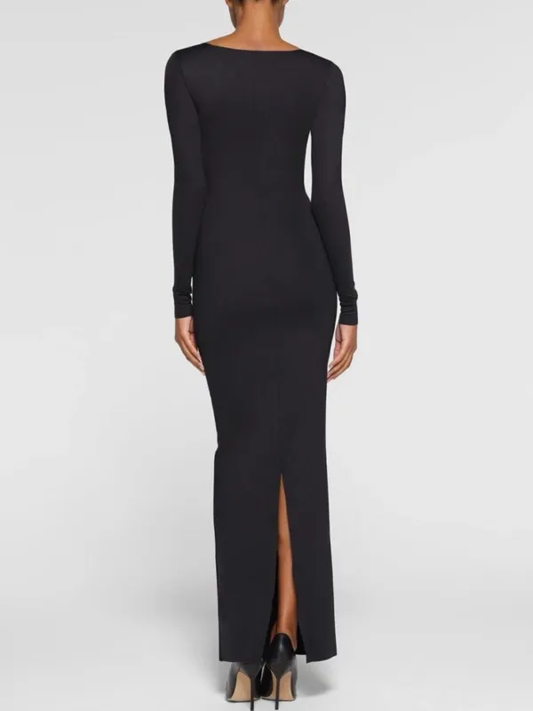 SKIMS Soft Lounge Ribbed Stretch-Modal Maxi Dress Onyx Black Size Small - Image 3