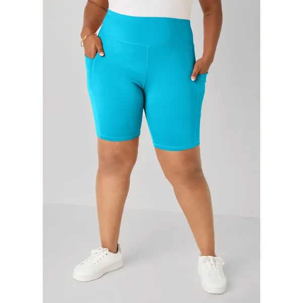 Ashley Stewart NWT Teal Blue Phone Pocket Biker Shorts Plus Size 22 / 24 - Image 2