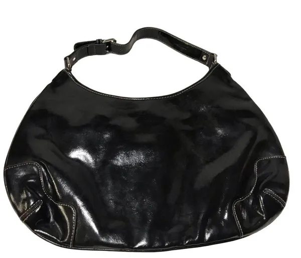 MERONA black womens shoulder bag w/zebra interior - Image 2