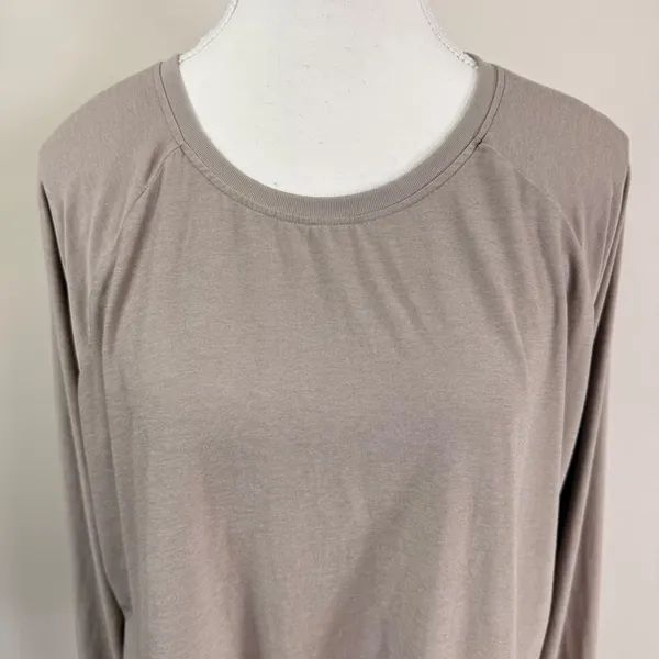 Beyond Yoga Spacedye Womens Taupe Crewneck Long Sleeve Top Relaxed Fit XL - Image 4