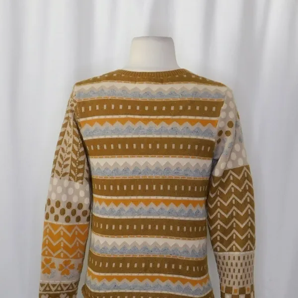 GUDRUN SJODEN Floral Patchwork Cardigan Sweater Wool Buttons Retro X-Small - Image 7