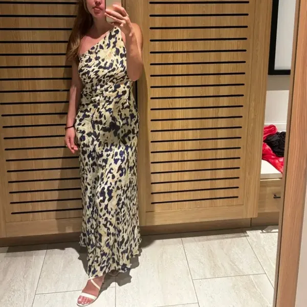 Shona Joy Leopard Chiffon Gown SIZE 4 One Shoulder Dress Formal Designer $480 - Image 5