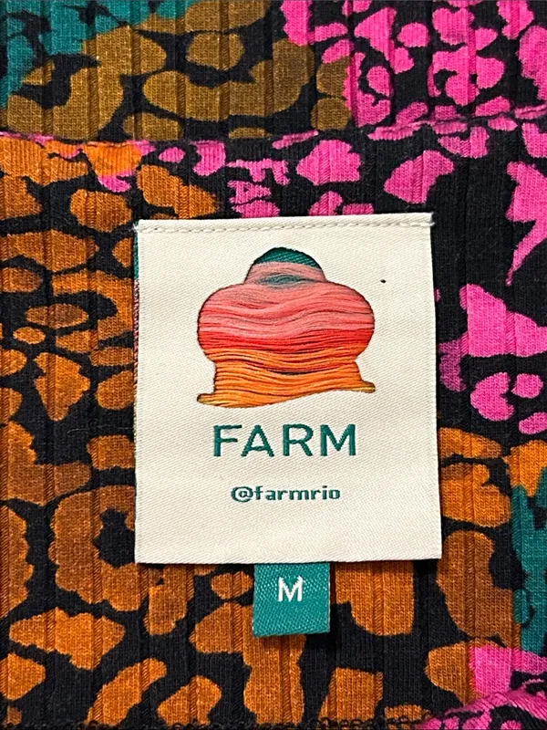 Farm Rio Rainbow Mix Jersey Dress Ribbed Knit Long Sleeve Midi New Size Medium - Image 10