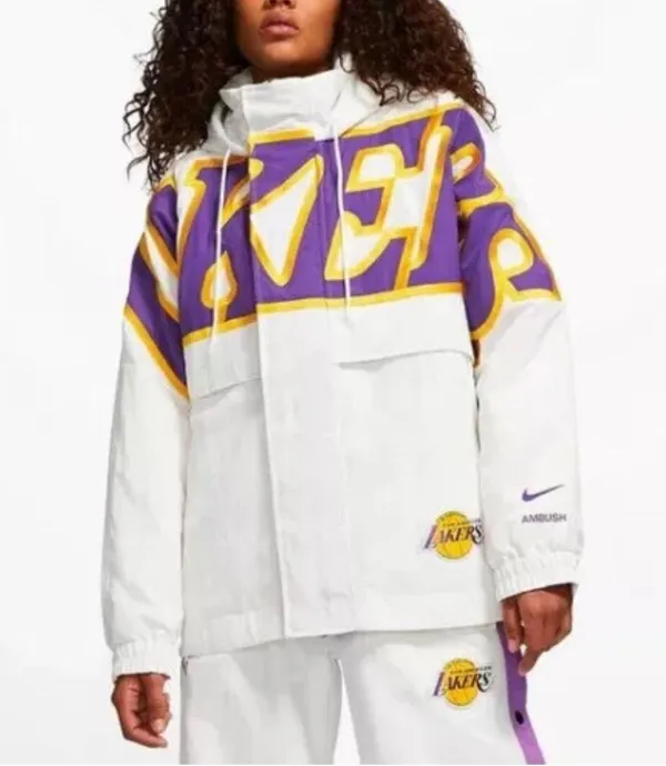 X Ambush NBA Lakers LA Jacket Coat Women’s Retro Streetwear NEW - Image 2