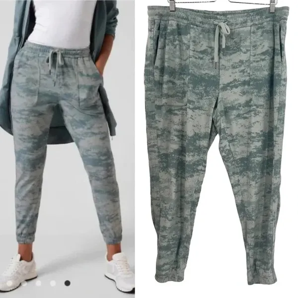 Athleta Farallon Jogger Fog Camo Coast Sweatpants‎ Green Size XL - Image 2
