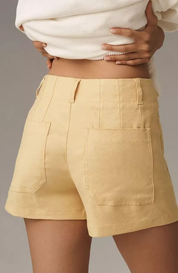 NWT Anthropologie The Colette Shorts by Maeve: Linen Edition Color: Canary Sz 28 - Image 3