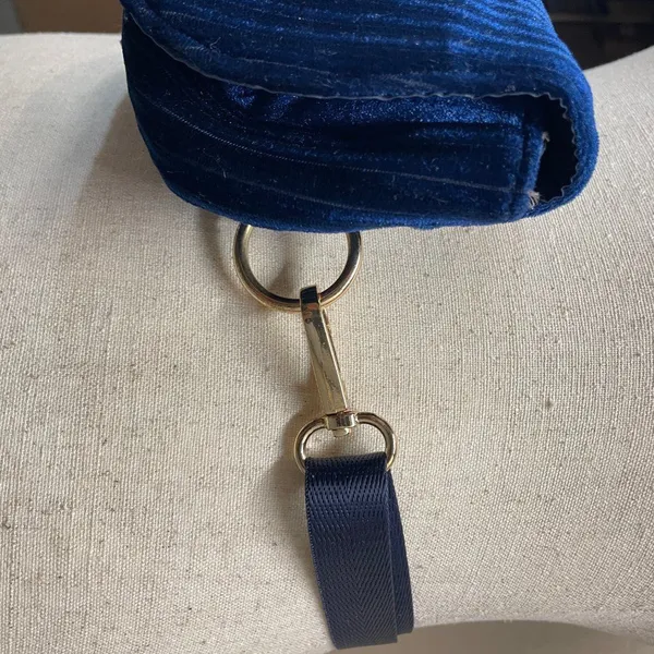 Fable England Navy Velvet Waist Bag Gold Bee Emblem Minimalist‎ Cottagecore Twee - Image 2