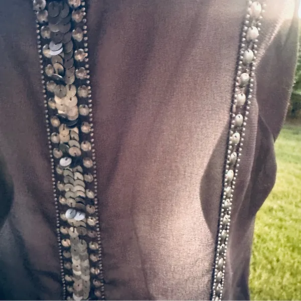 Ecote Sheer black tank with metallic beads and sequins - Image 12