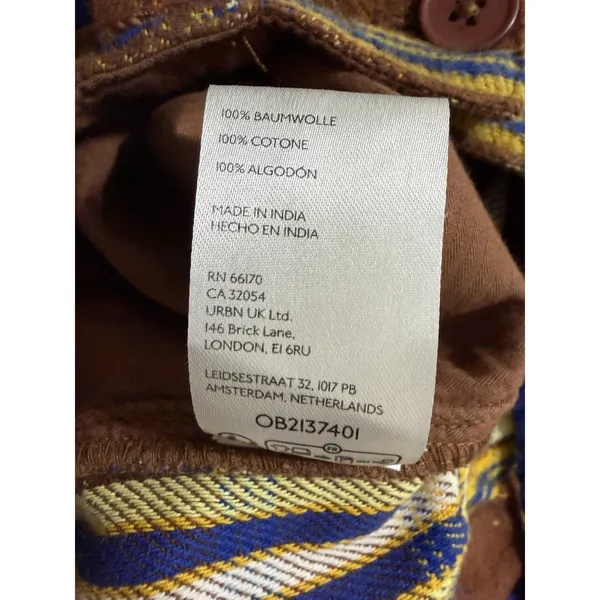Free People Preppy Plaid Pull On Trousers Pants Flannel Brown/Blue‎ Size Medium - Image 12