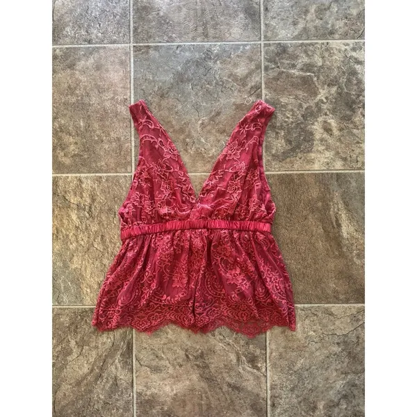 Free People Chante Lace Tank Frenchie Kiss Size Small - Image 6