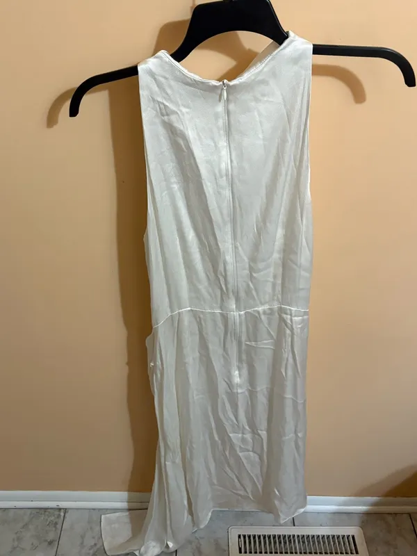 Elliatt Asymmetrical Satin Mini Dress in White - Image 6
