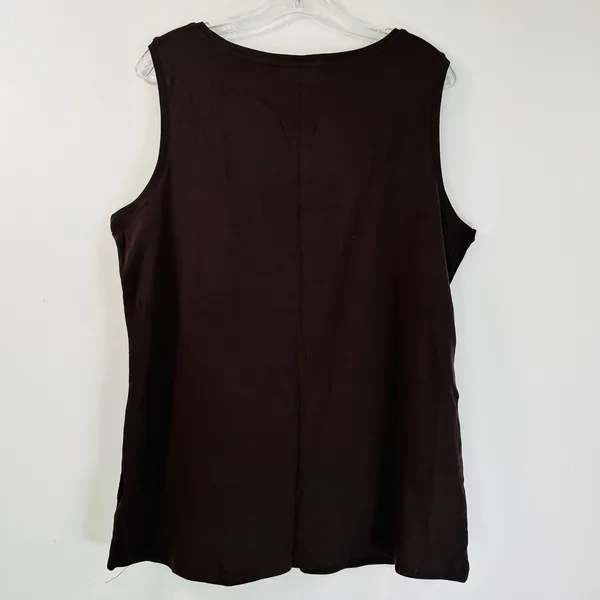 Croft & Barrow Classic Tank Chocolate Brown 100% Cotton Sleeveless Top XL - Image 2