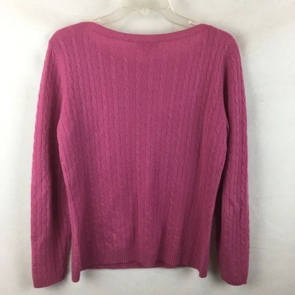 100% Cashmere Pink Ribbed Crew Neck Long Sleeve Sweater by Tweeds M - Image 5