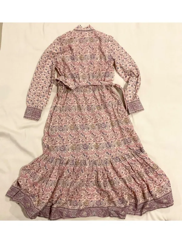 NWT sezane SEA NY ROXANNE midi DRESS EMILIA linen purple pink SZ40 US8 bust40 - Image 4