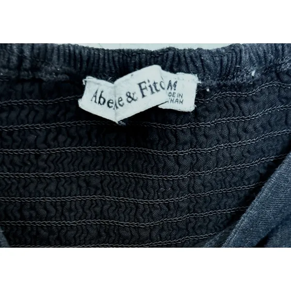 Abercrombie & Fitch Puff Sleeve Linen Mini Dress Square Neck Black M - Image 4