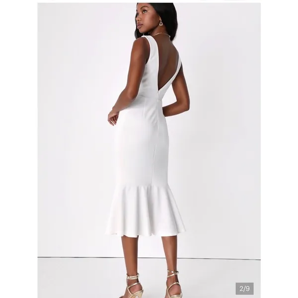 Lulus White Sleeveless Mermaid Hem Dress - Image 2