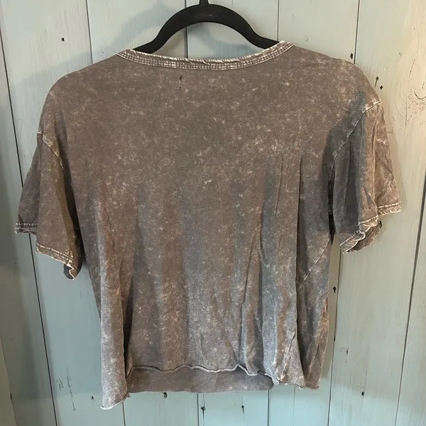 Caution To The Wind Charcoal Grey Floral Graphic Tee | Size Small - Image 3