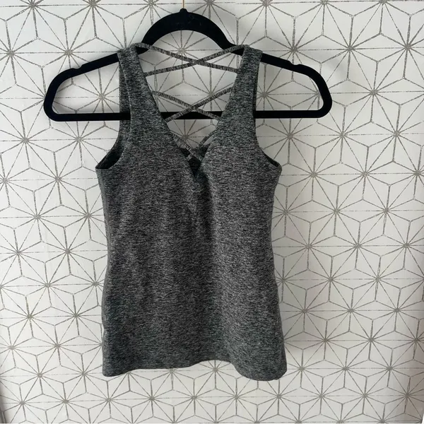 Beyond Yoga Gray Marled Spacedye Lace Back Tank - Image 3