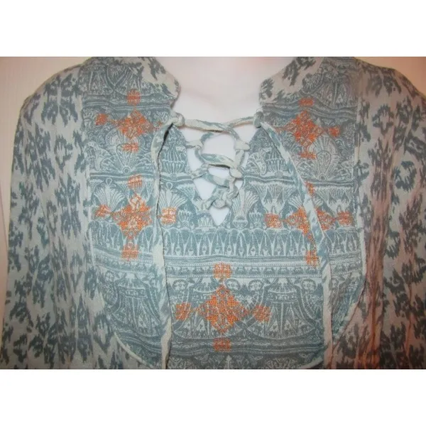 Hayden Los Angeles Boho‎ Tribal Print Dress Gauze Hi-Low Tunic 2 Xl - Image 3