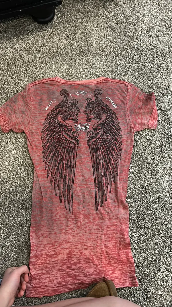 Sinful Affliction Tee red short sleeve size L - Image 2