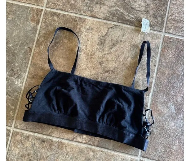 Aerie Real Good Strappy Side Lace Up Bralette Black Size Small - Image 3
