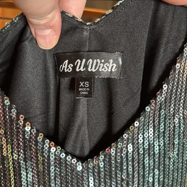 As You Wish Blue Silver Ombré Sequin Mini Dress XS Y2K Party Club NYE - Image 8