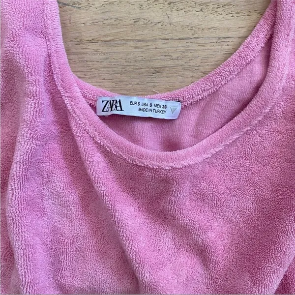 Zara hot pink terry crop top - Image 4