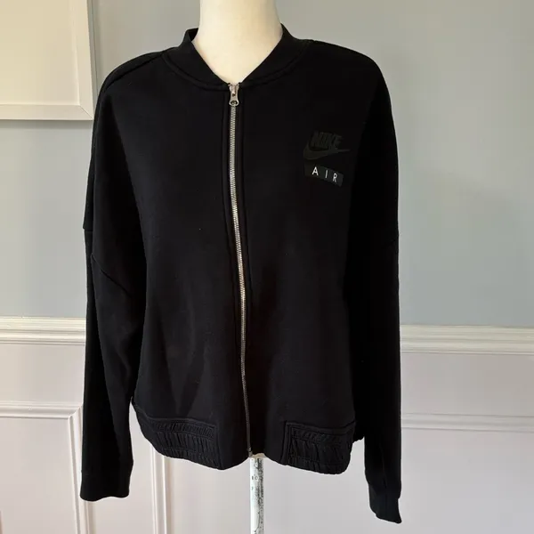 Nike NSW Rally Jacket Varsity Air Cropped Black Sz XL Athleisure Athlete Gym - Image 3