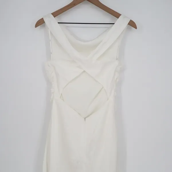 Lulus Effortlessly Sensational Maxi Dress Womens L White Satin Backless Back Zip - Image 8